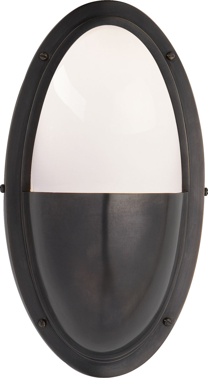 Pelham Oval Light in Bronze with White Glass