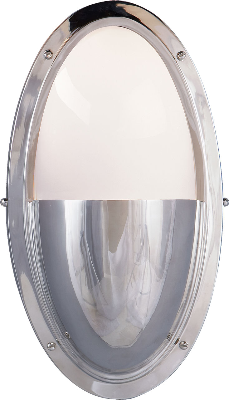 Pelham Oval Light in Chrome with White Glass