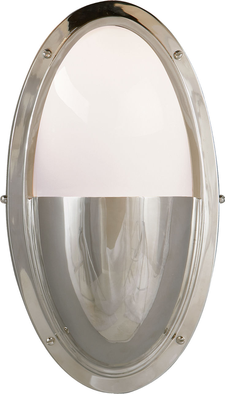 Pelham Oval Light in Polished Nickel with White Glass