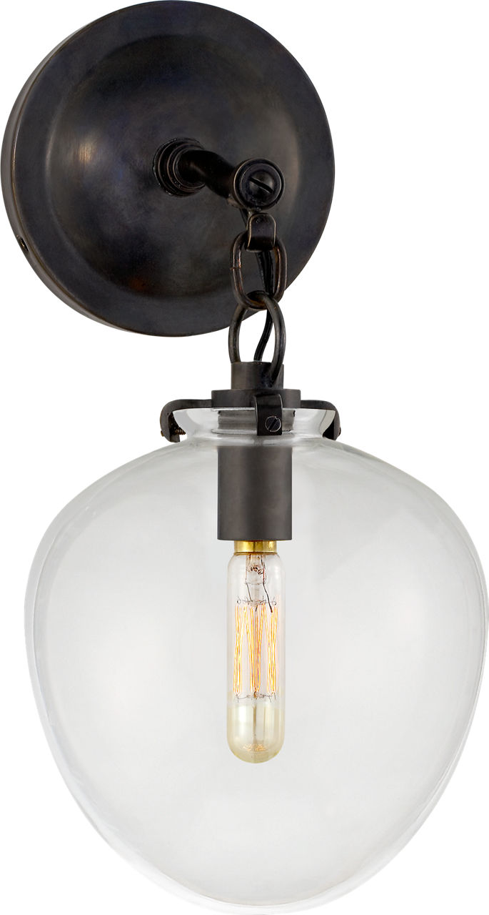 Katie Small Acorn Sconce in Bronze with Clear Glass