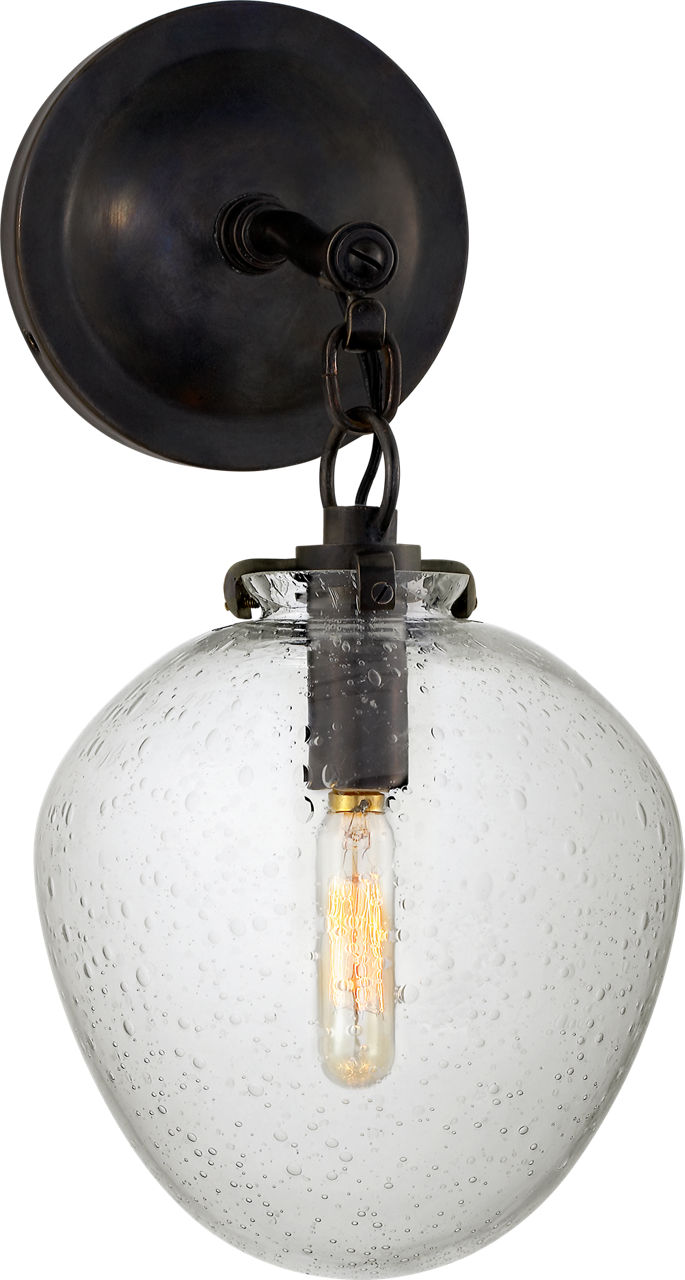 Katie Small Acorn Sconce in Bronze with Seeded Glass