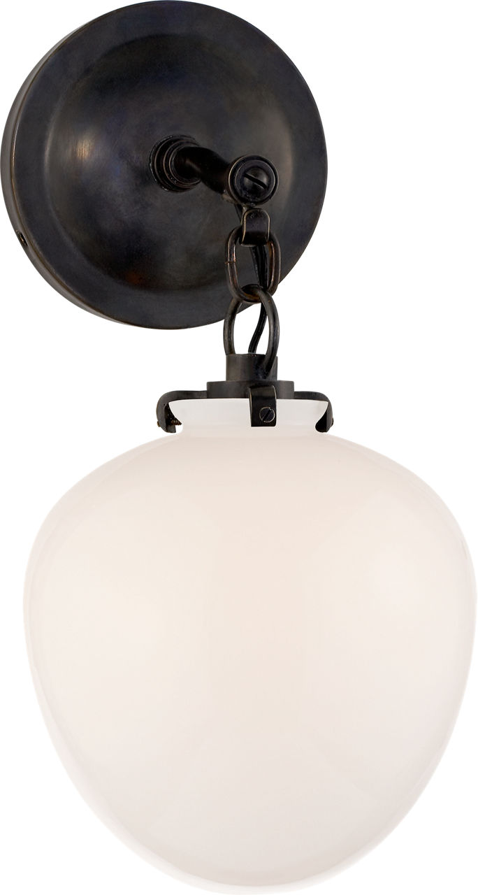 Katie Small Acorn Sconce in Bronze with White Glass