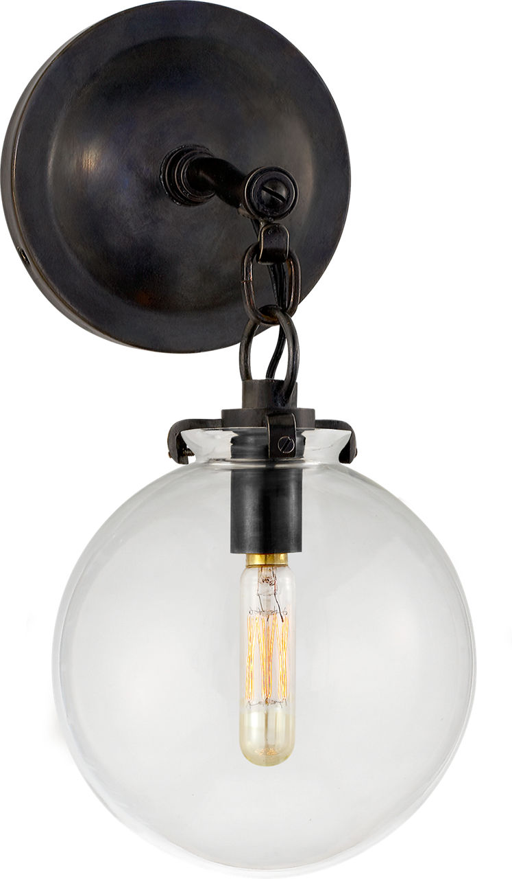 Katie Small Globe Sconce in Bronze with Clear Glass