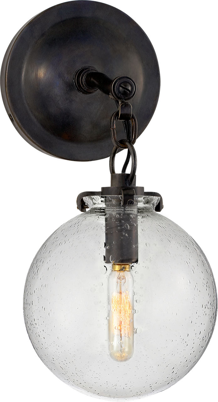 Katie Small Globe Sconce in Bronze with Seeded Glass