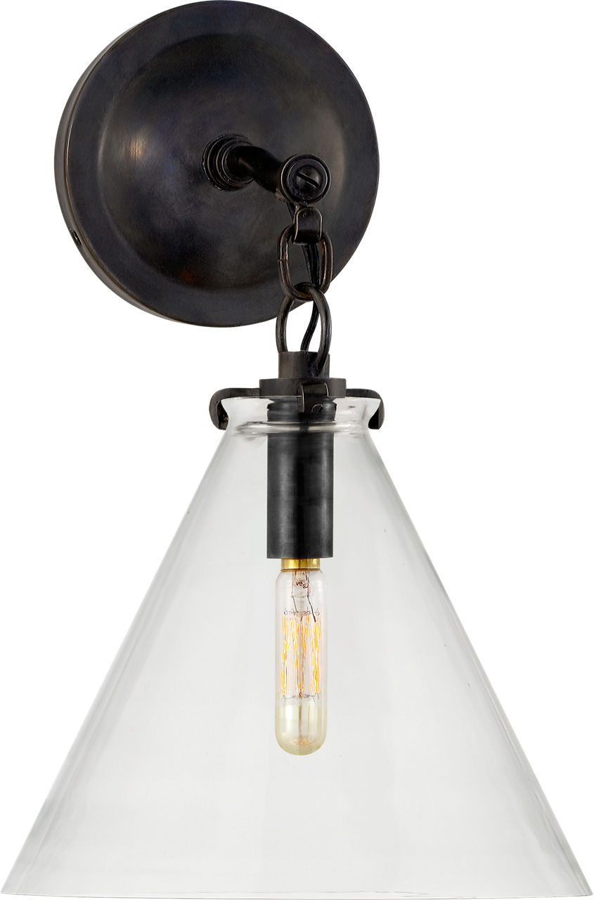Katie Small Conical Sconce in Bronze with Clear Glass