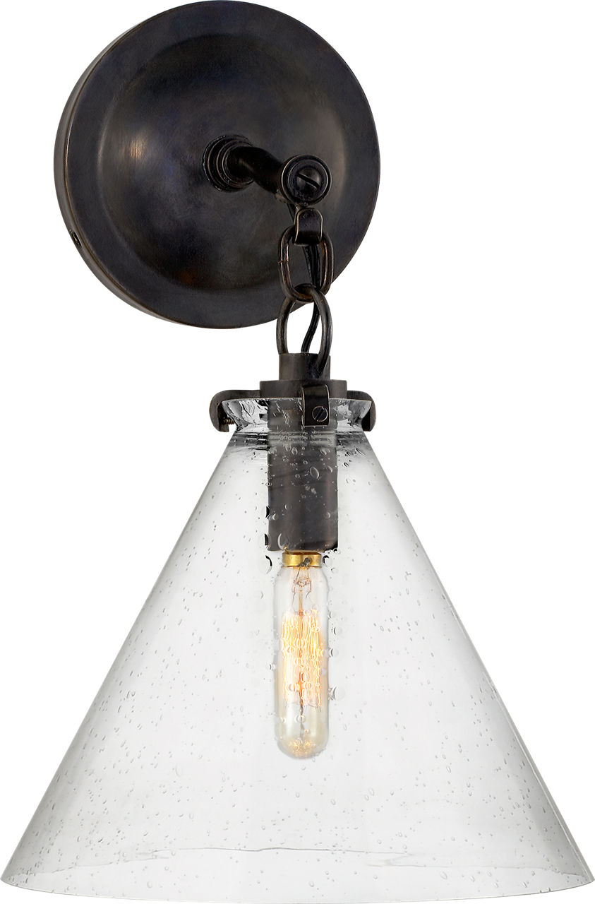 Katie Small Conical Sconce in Bronze with Seeded Glass