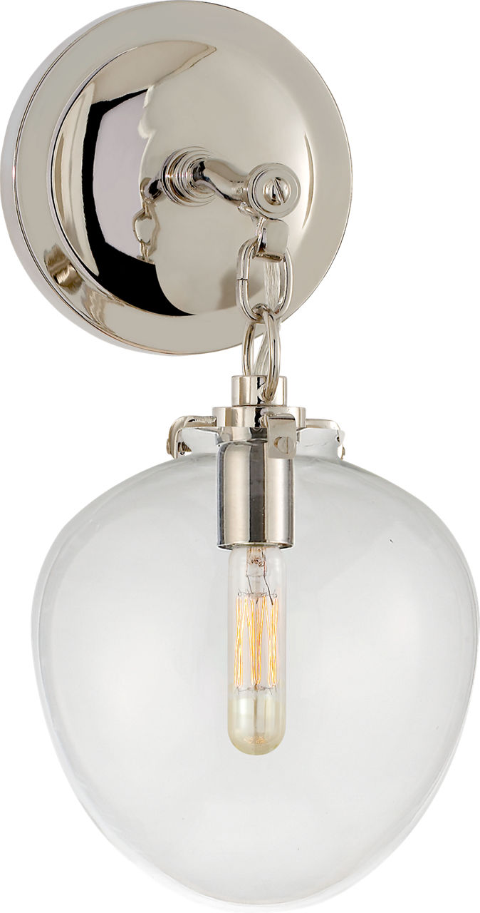 Katie Small Acorn Sconce in Polished Nickel with Clear Glass