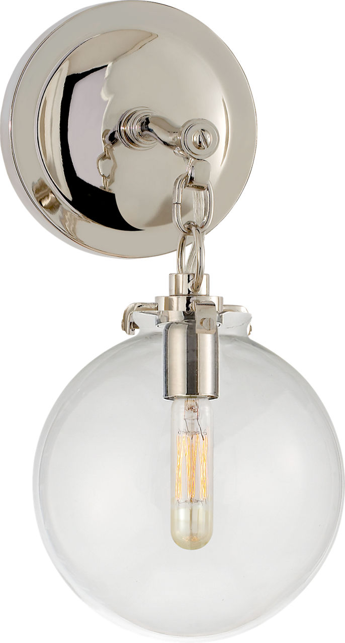 Katie Small Globe Sconce in Polished Nickel with Clear Glass