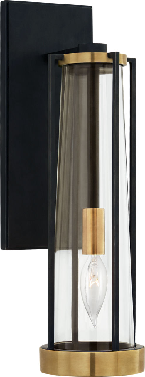 Calix Bracketed Sconce in Bronze and Brass with Clear Glass