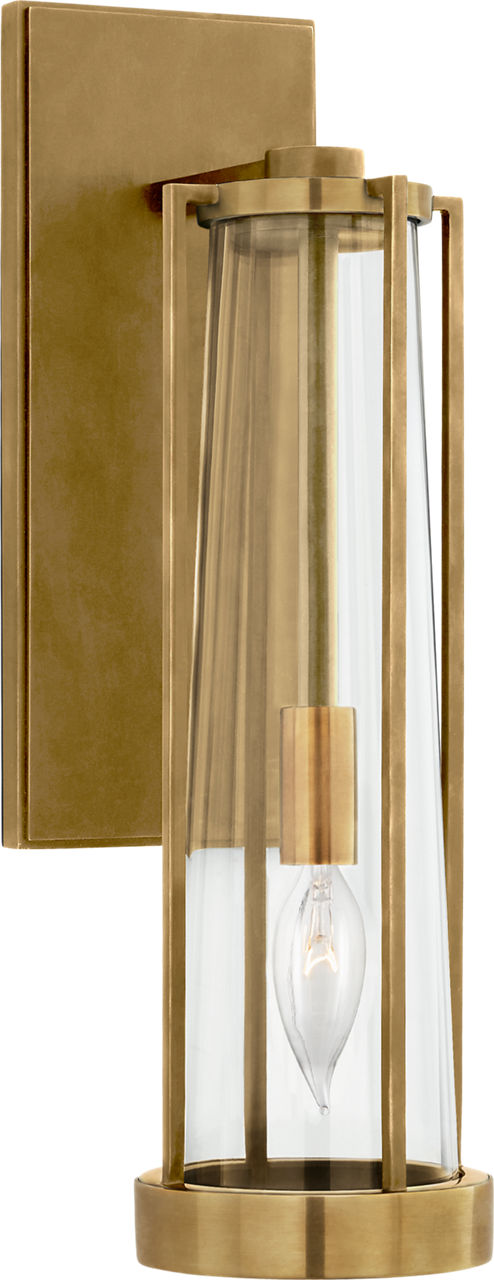 Calix Bracketed Sconce in Hand-Rubbed Antique Brass with Clear Glass