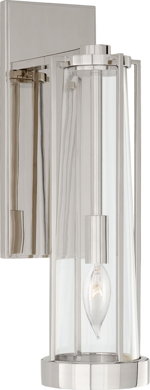 Calix Bracketed Sconce in Polished Nickel with Clear Glass