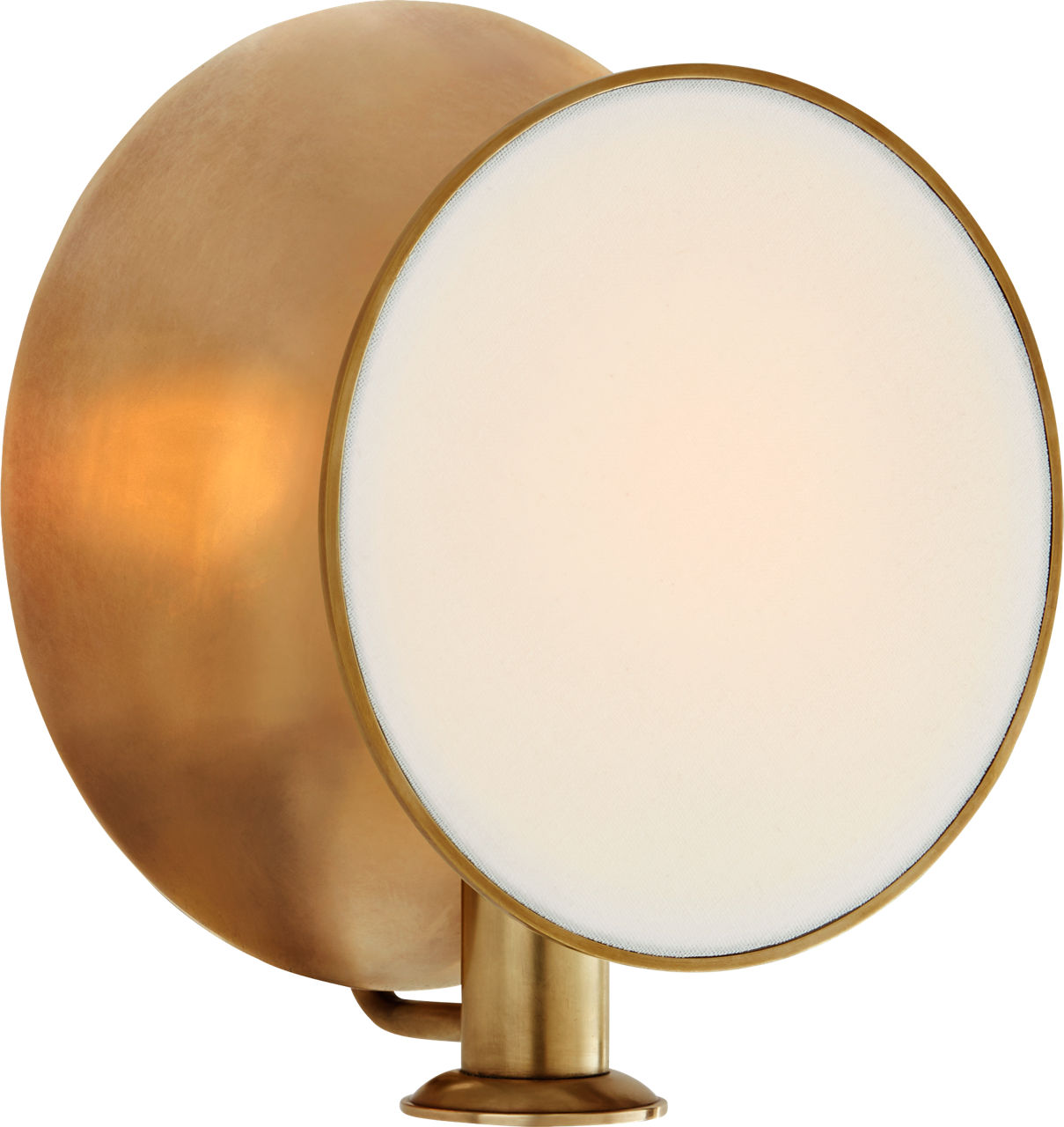 Osiris Single Reflector Sconce in Hand-Rubbed Antique Brass with Linen Diffuser