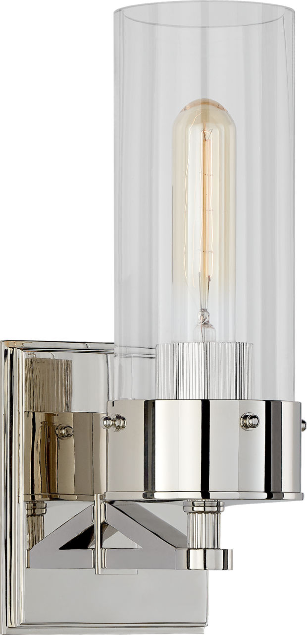 Marais Medium Bath Sconce in Polished Nickel with Clear Glass