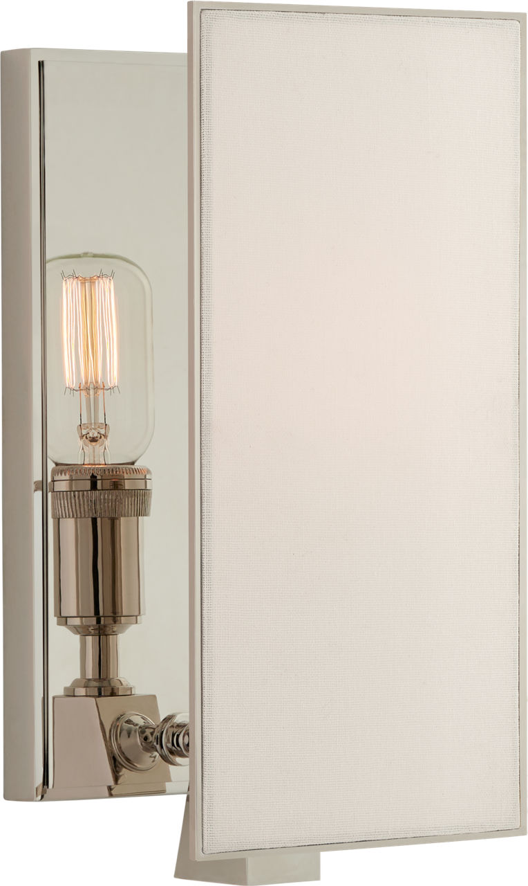 Albertine Small Sconce in Polished Nickel with Linen Diffuser