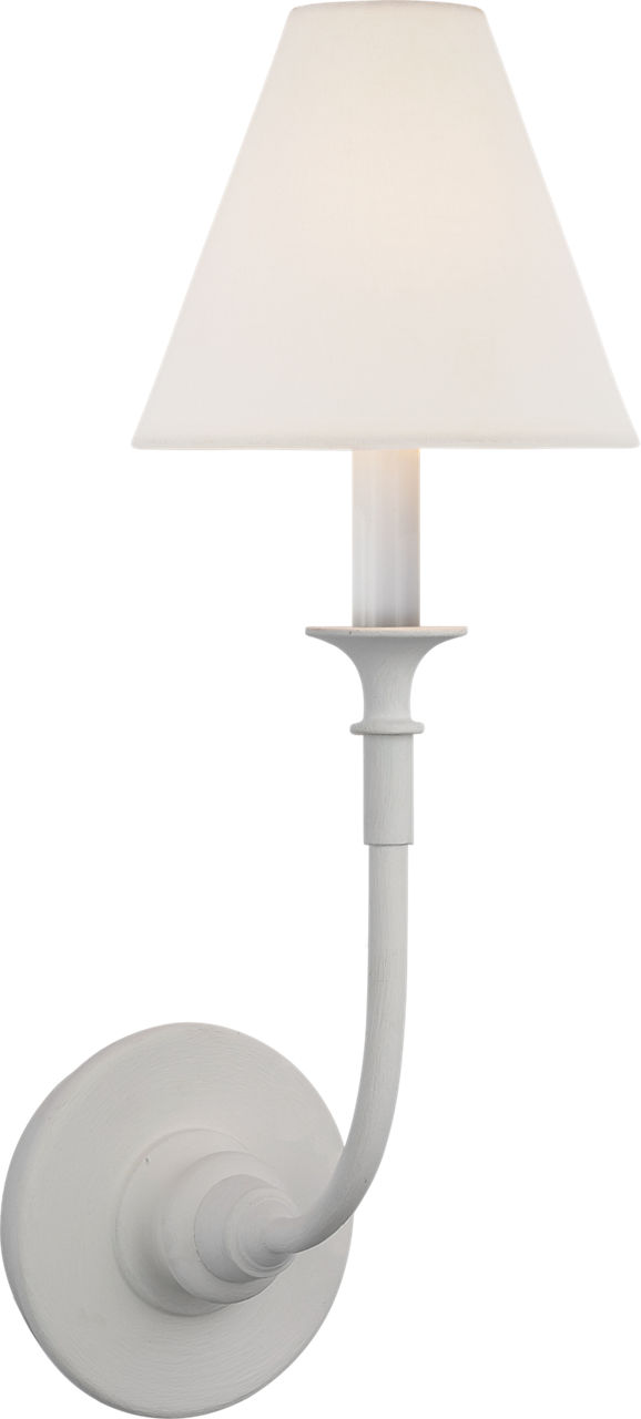 Piaf Single Sconce in Plaster White with Linen Shade