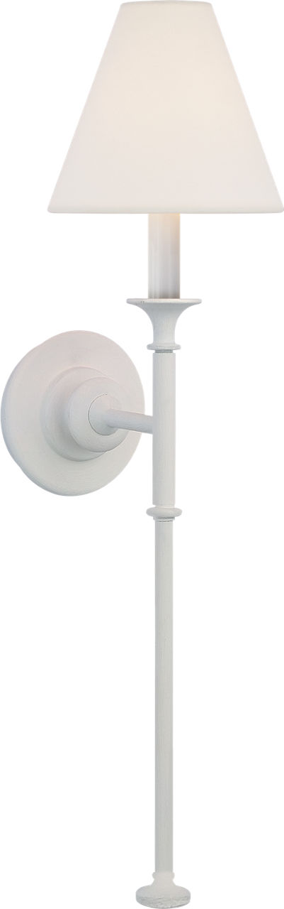 Piaf Large Tail Sconce in Plaster White with Linen Shade