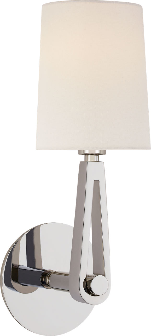 Alpha Single Sconce in Polished Nickel with Linen Shade