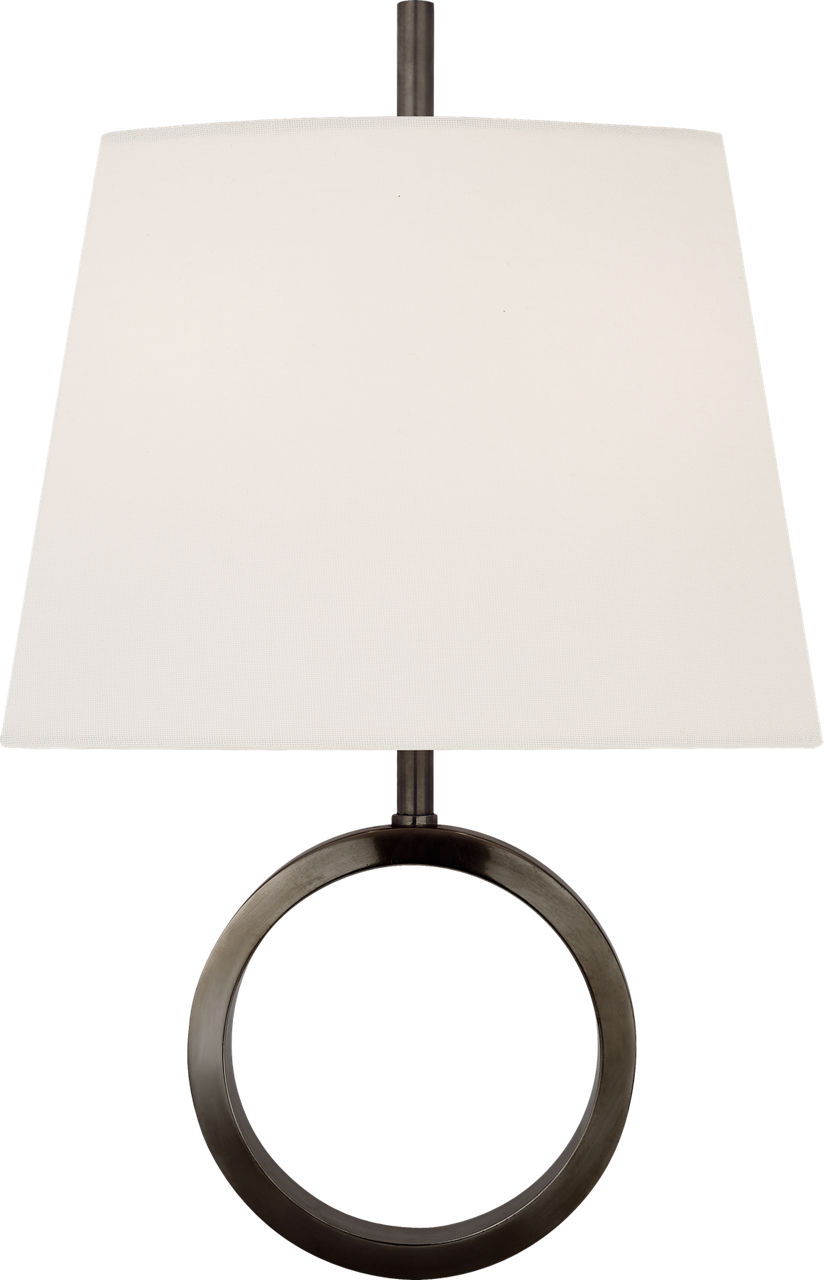 Simone Small Sconce in Bronze with Linen Shade