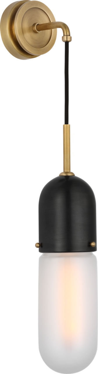 Junio Wall Light in Bronze and Brass with Frosted Glass