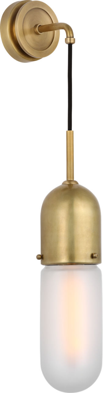 Junio Wall Light in Hand-Rubbed Antique Brass with Frosted Glass