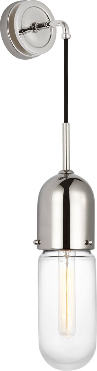 Junio Wall Light in Polished Nickel with Clear Glass