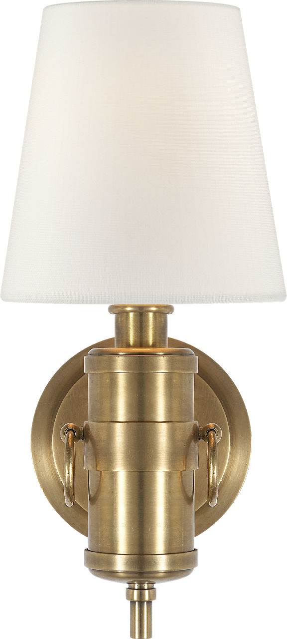 Jonathan Sconce in Hand-Rubbed Antique Brass with Linen Shade