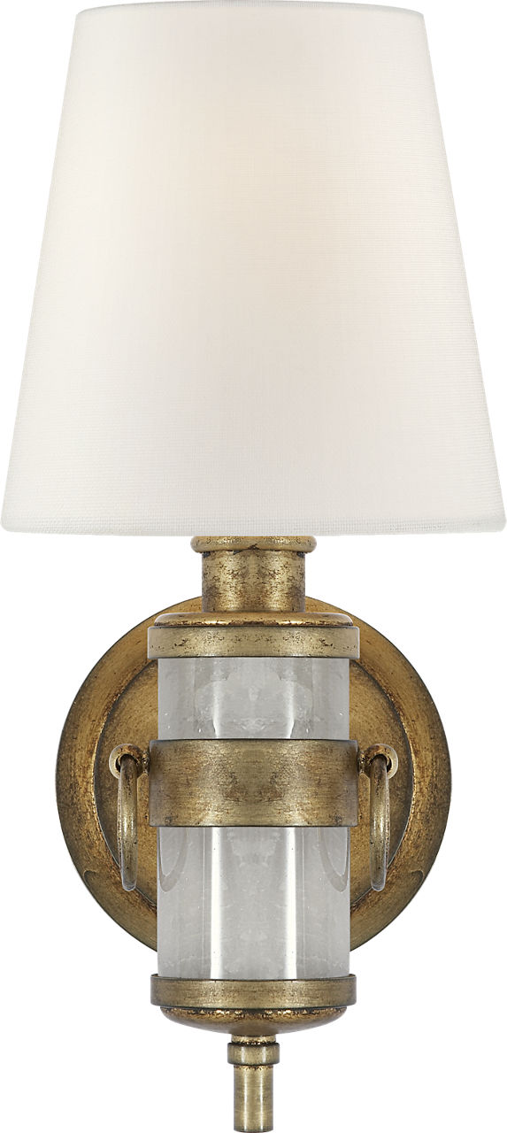 Jonathan Sconce in Quartz with Linen Shade