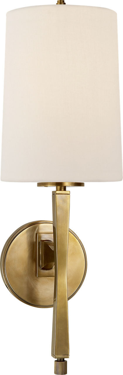 Edie Sconce in Hand-Rubbed Antique Brass with Linen Shade