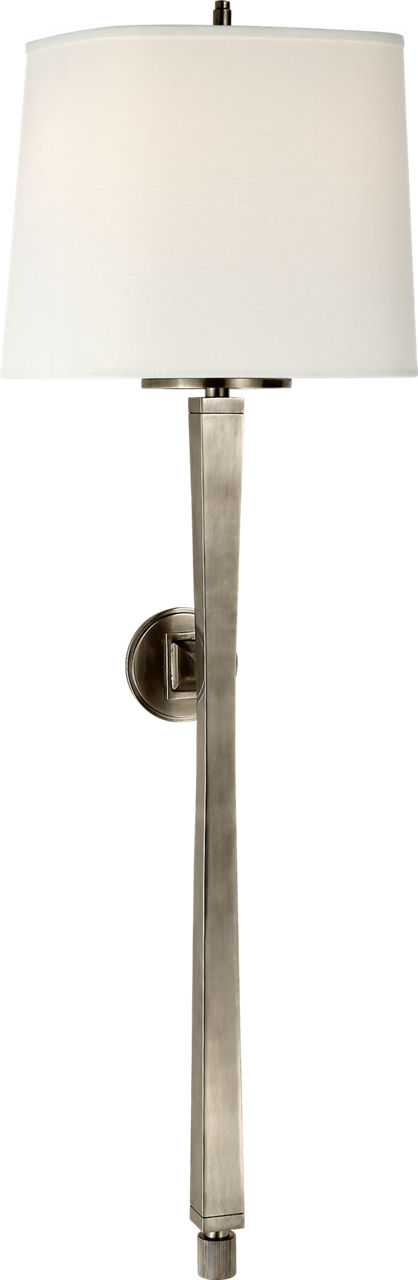 Edie Baluster Sconce in Antique Nickel with Linen Shade