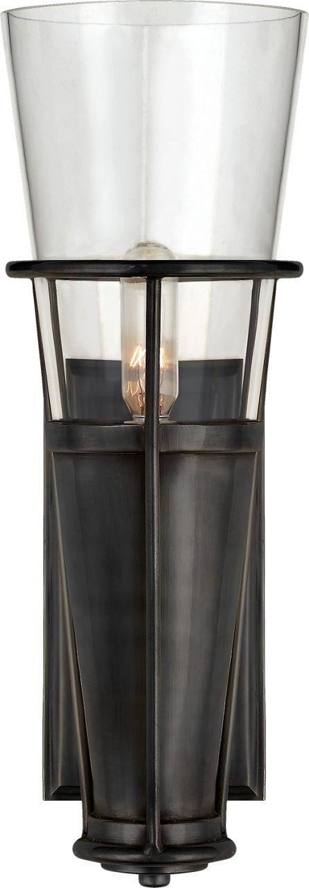 Robinson Single Sconce in Bronze with Clear Glass