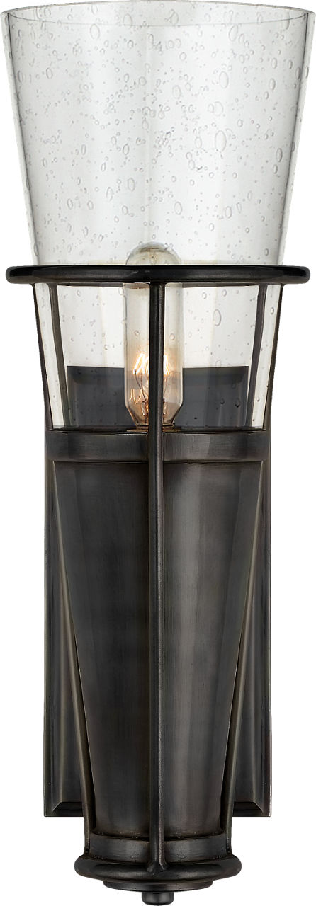 Robinson Single Sconce in Bronze with Seeded Glass