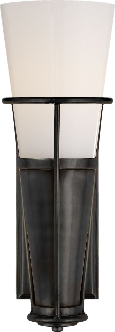 Robinson Single Sconce in Bronze with White Glass