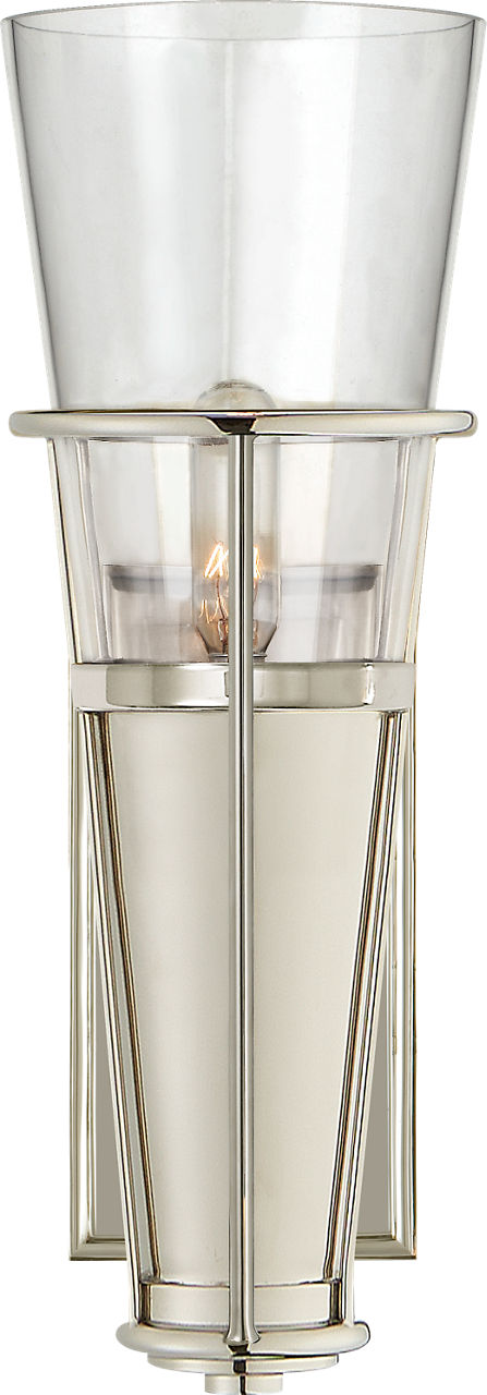Robinson Single Sconce in Polished Nickel with Clear Glass