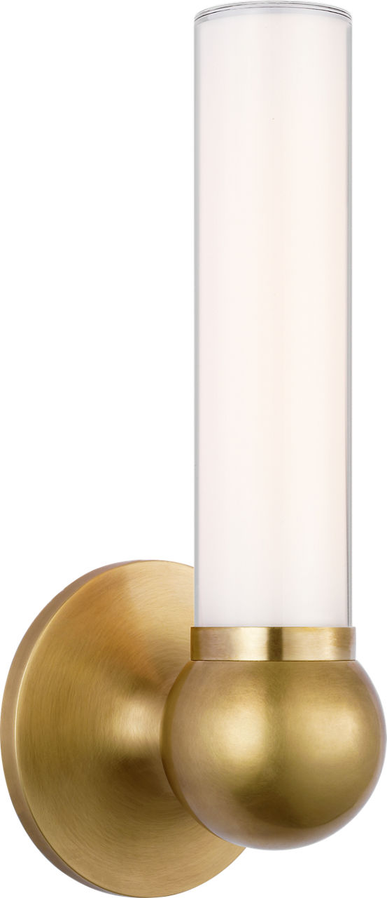 Jeffery Small Bath Sconce in Hand-Rubbed Antique Brass with White Glass