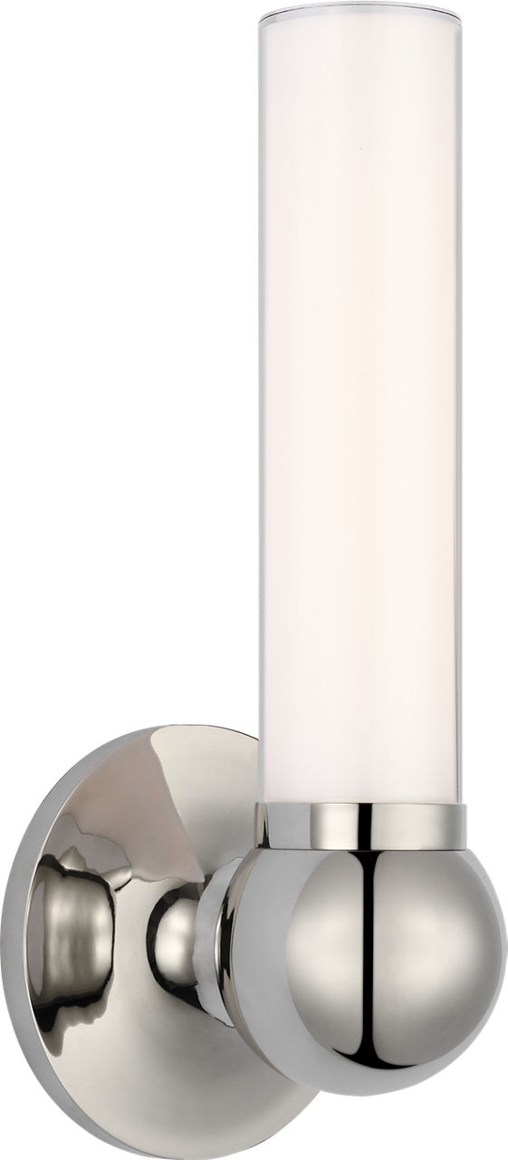 Jeffery Small Bath Sconce in Polished Nickel with White Glass