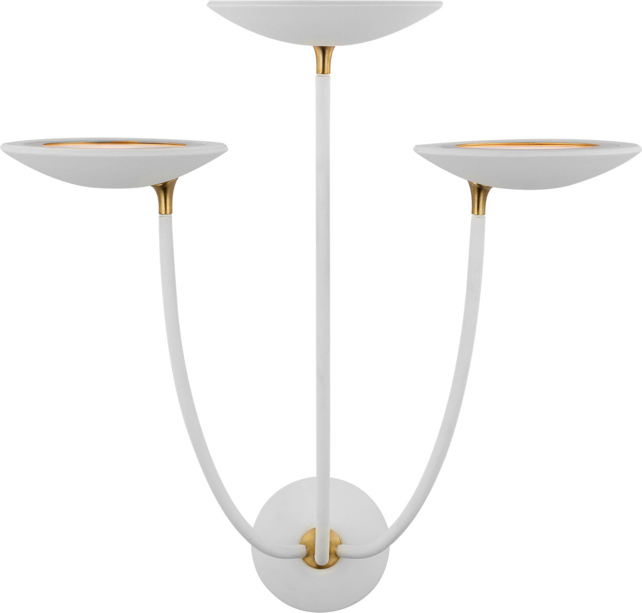 Keira Large Triple Sconce in Matte White and Hand-Rubbed Antique Brass