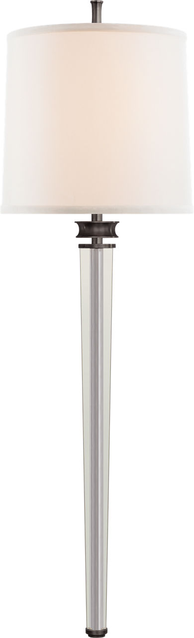 Lyra Large Tail Sconce in Bronze and Crystal with Linen Shade