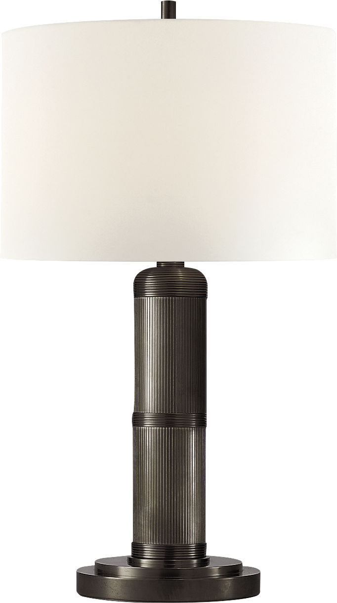 Longacre Small Table Lamp in Bronze with Linen Shade