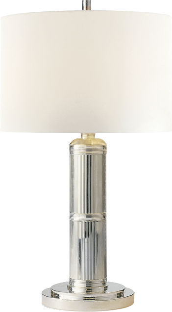 Longacre Small Table Lamp in Polished Nickel with Linen Shade