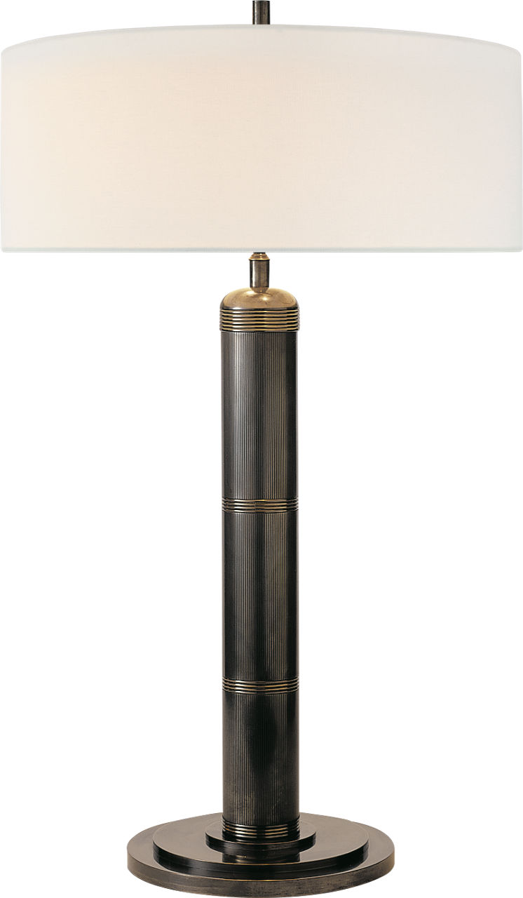 Longacre Tall Table Lamp in Bronze with Linen Shade