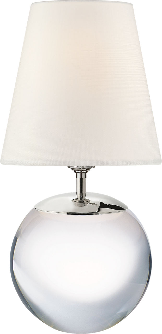 Terri Large Round Table Lamp in Crystal with Linen Shade