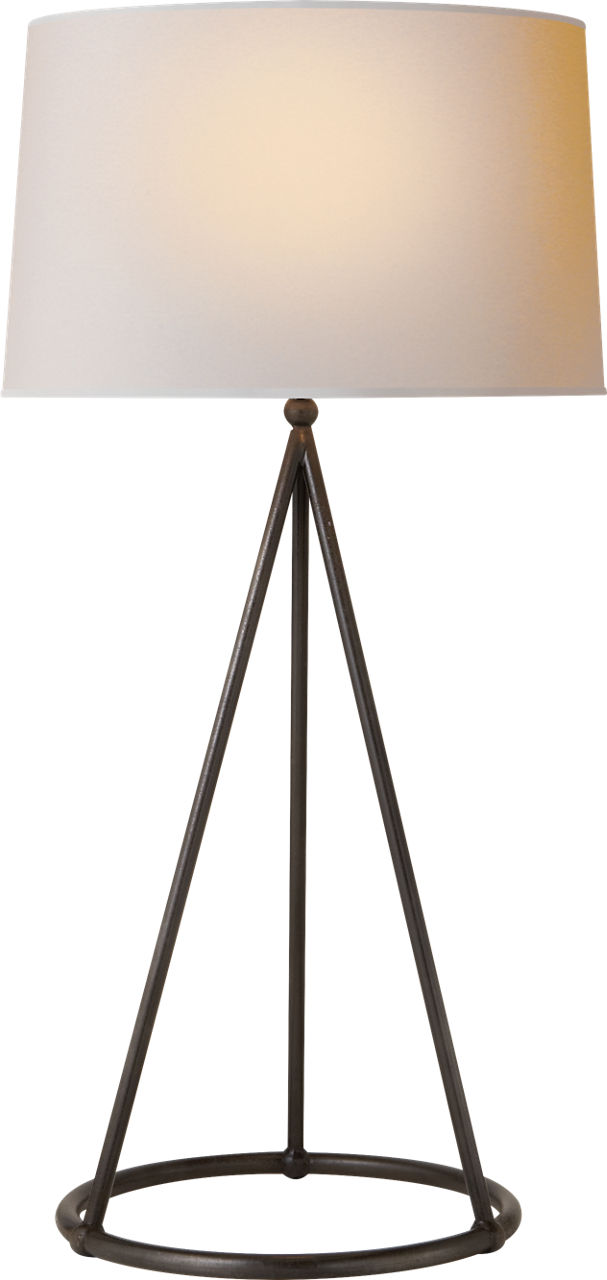 Nina Tapered Table Lamp in Aged Iron with Natural Paper Shade
