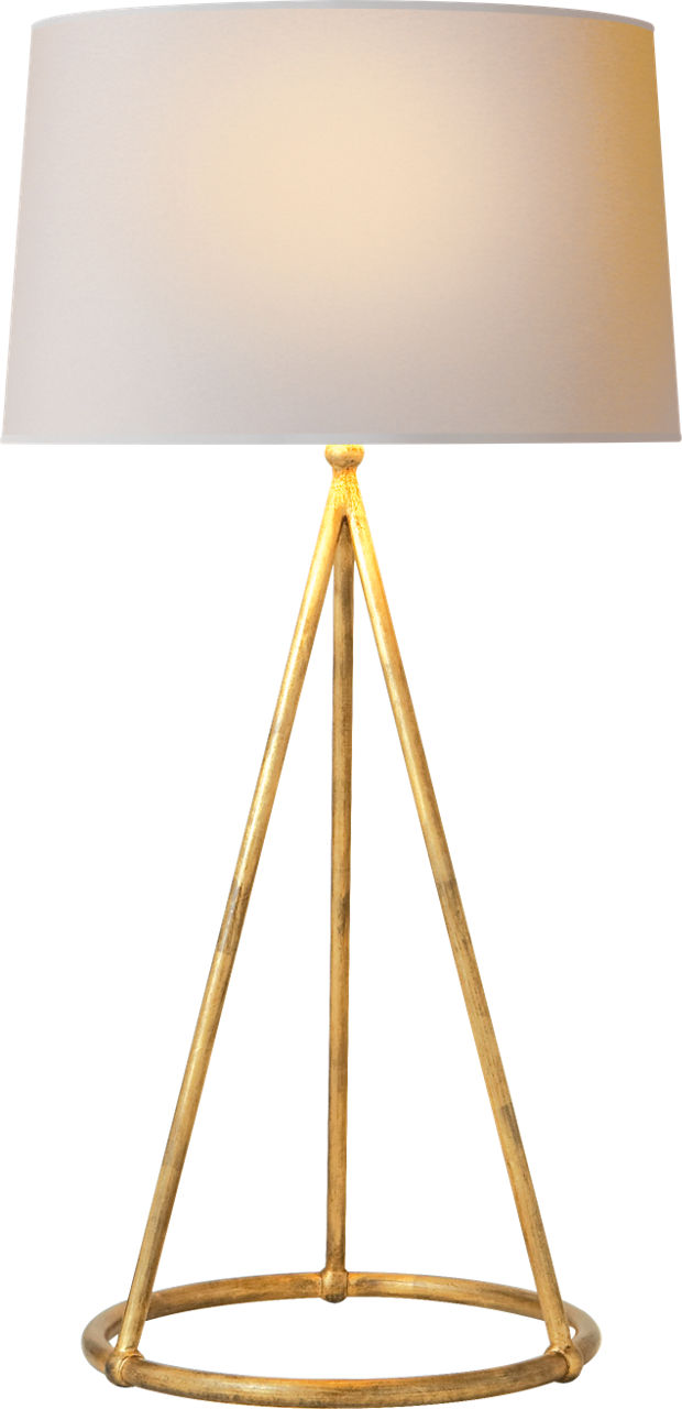 Nina Tapered Table Lamp in Gilded Iron with Natural Paper Shade
