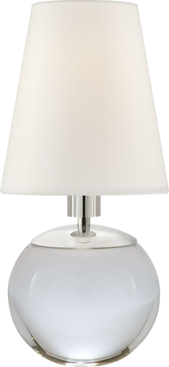 Tiny Terri Round Accent Lamp in Crystal with Linen Shade