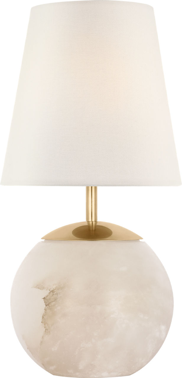 Terri 12" Cordless Accent Lamp in Alabaster with Linen Shade
