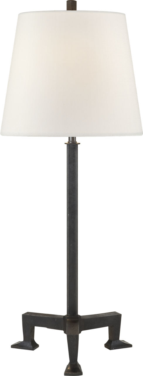 Parish Buffet Lamp in Aged Iron with Linen Shade