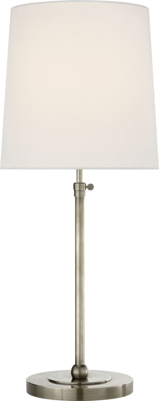 Bryant Large Table Lamp in Antique Nickel with Linen Shade