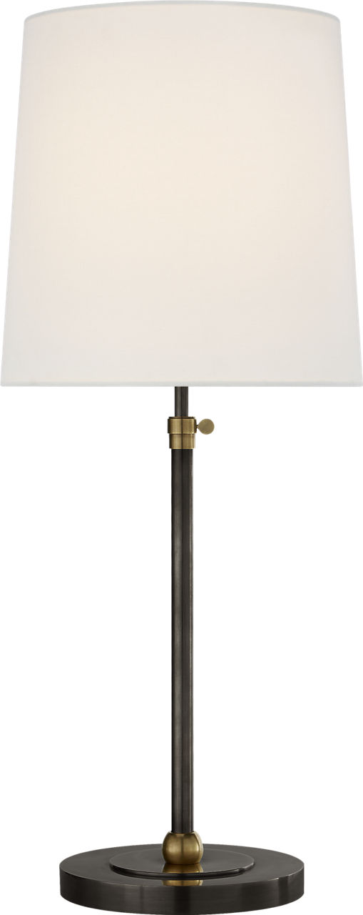 Bryant Large Table Lamp in Bronze and Hand-Rubbed Antique Brass with Linen Shade
