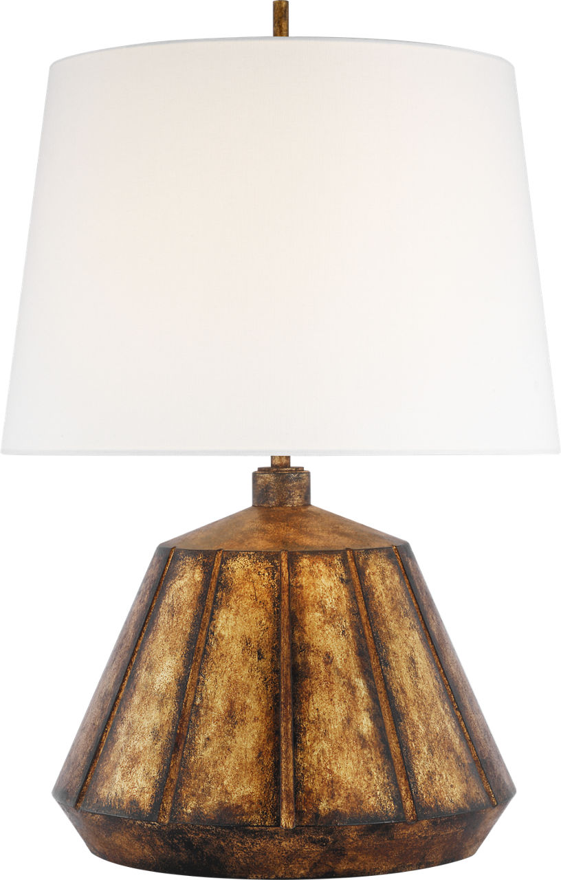 Frey Medium Table Lamp in Antique Gild with Linen Shade