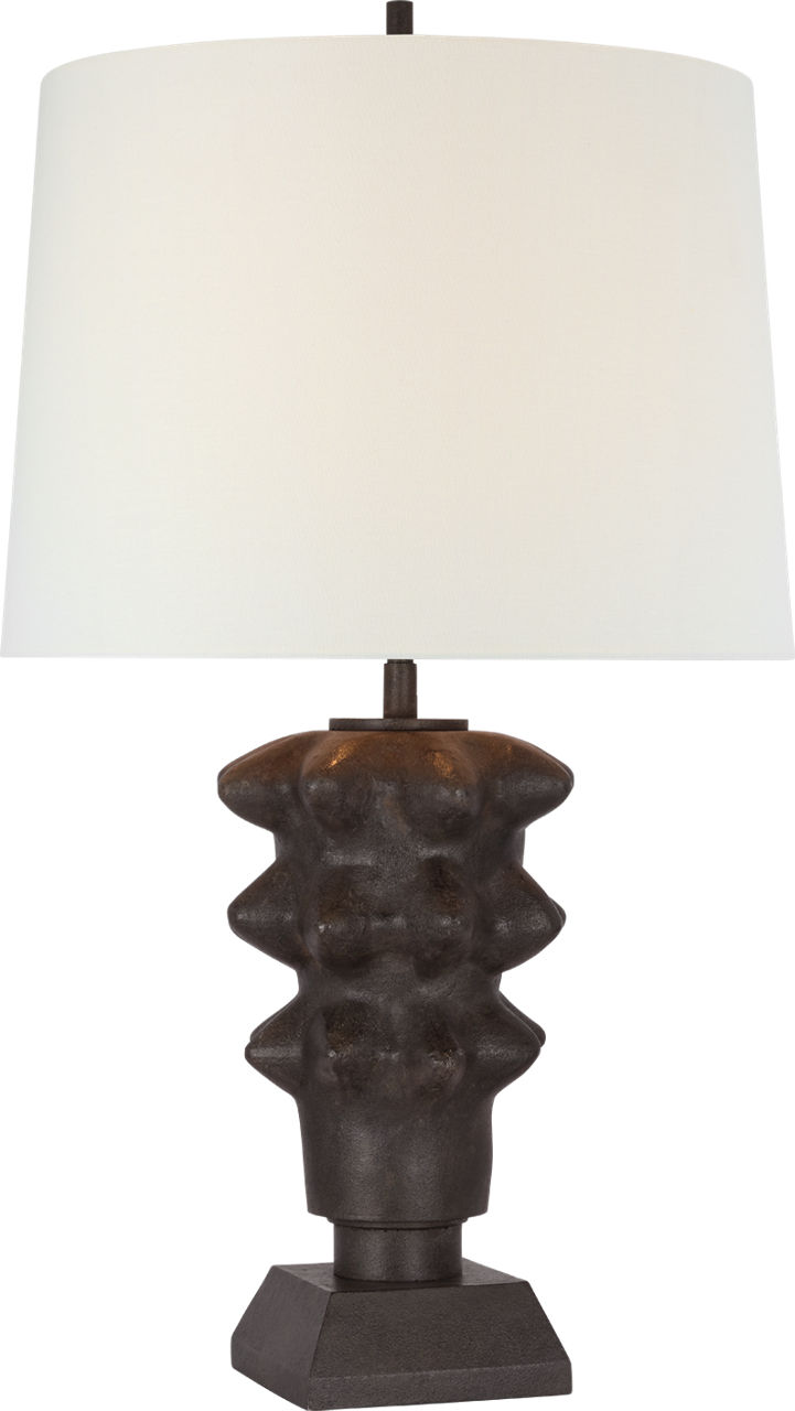 Luxor Medium Table Lamp in Garden Bronze with Linen Shade